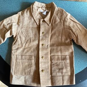 Leather Janie & Jack Jacket 18-24 mos light taupe w/gold buttons